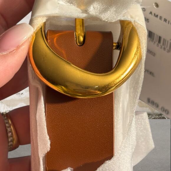 Good American NWT Classic Oval Buckle Belt in Cognac002 XL/1XL - Picture 6 of 7